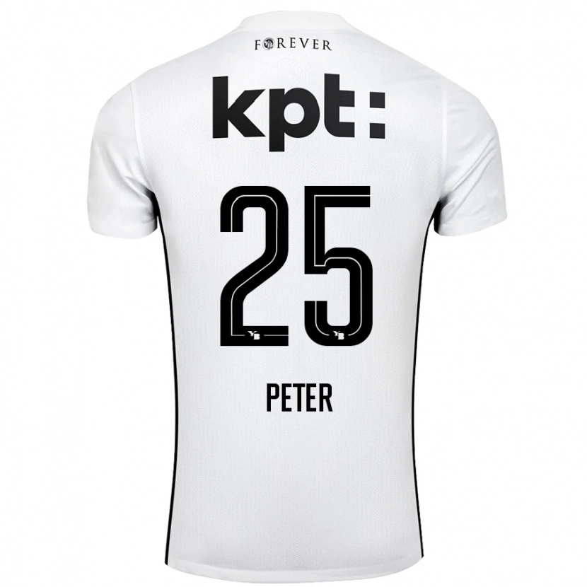 Danxen Kvinder Luc Peter #25 Hvid Sort Udebane Spillertrøjer 2024/25 Trøje T-Shirt