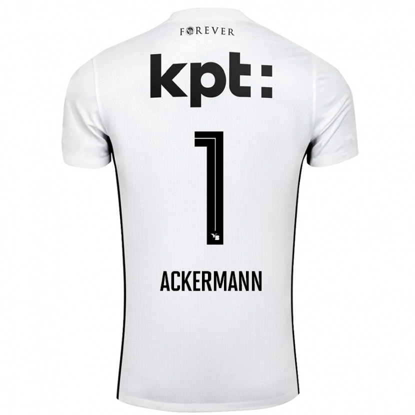 Danxen Kvinder Jara Ackermann #1 Hvid Sort Udebane Spillertrøjer 2024/25 Trøje T-Shirt
