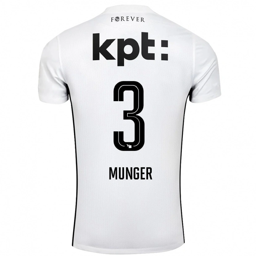 Danxen Kvinder Noa Münger #3 Hvid Sort Udebane Spillertrøjer 2024/25 Trøje T-Shirt