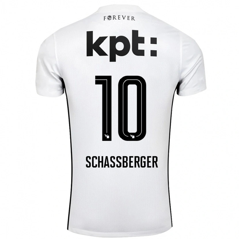 Danxen Kvinder Julia Schassberger #10 Hvid Sort Udebane Spillertrøjer 2024/25 Trøje T-Shirt