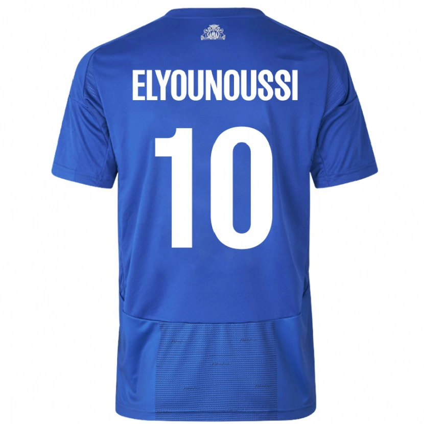 Danxen Kvinder Mohamed Elyounoussi #10 Hvid Blå Udebane Spillertrøjer 2024/25 Trøje T-Shirt