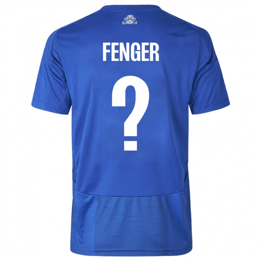 Danxen Kvinder Oskar Fenger #0 Hvid Blå Udebane Spillertrøjer 2024/25 Trøje T-Shirt