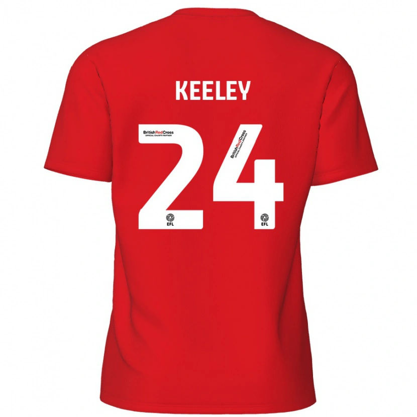 Danxen Børn Josh Keeley #24 Rød Hjemmebane Spillertrøjer 2024/25 Trøje T-Shirt