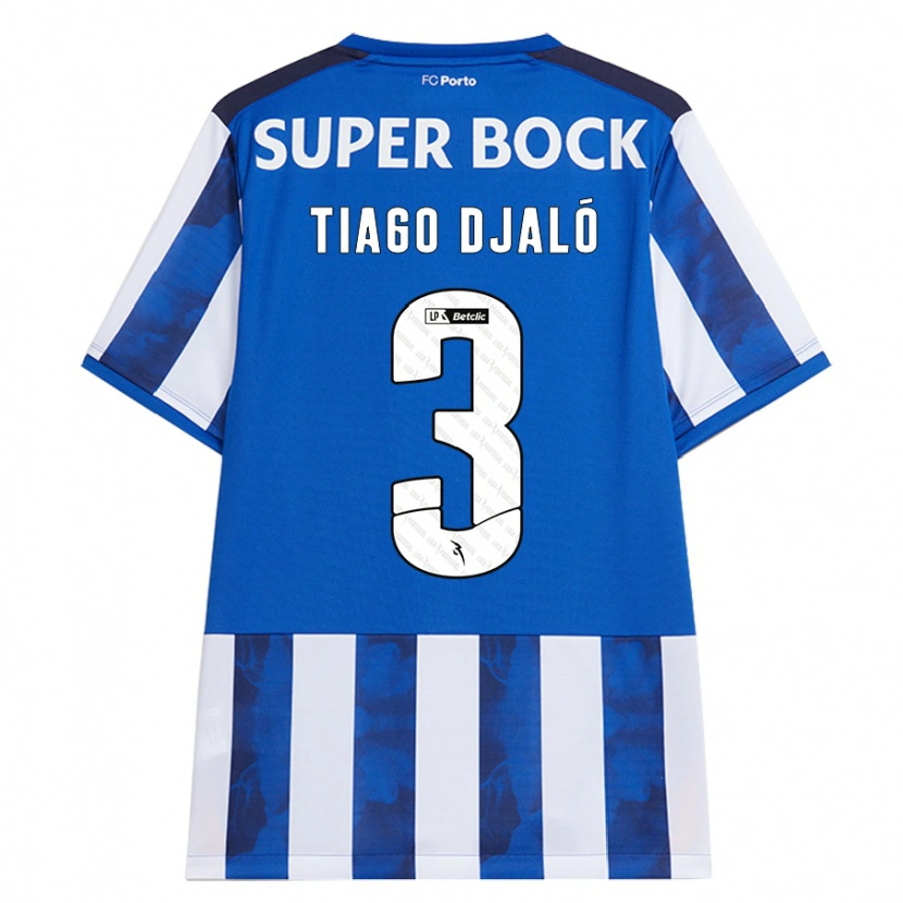 Danxen Børn Tiago Djaló #3 Blå Hvid Hjemmebane Spillertrøjer 2024/25 Trøje T-Shirt