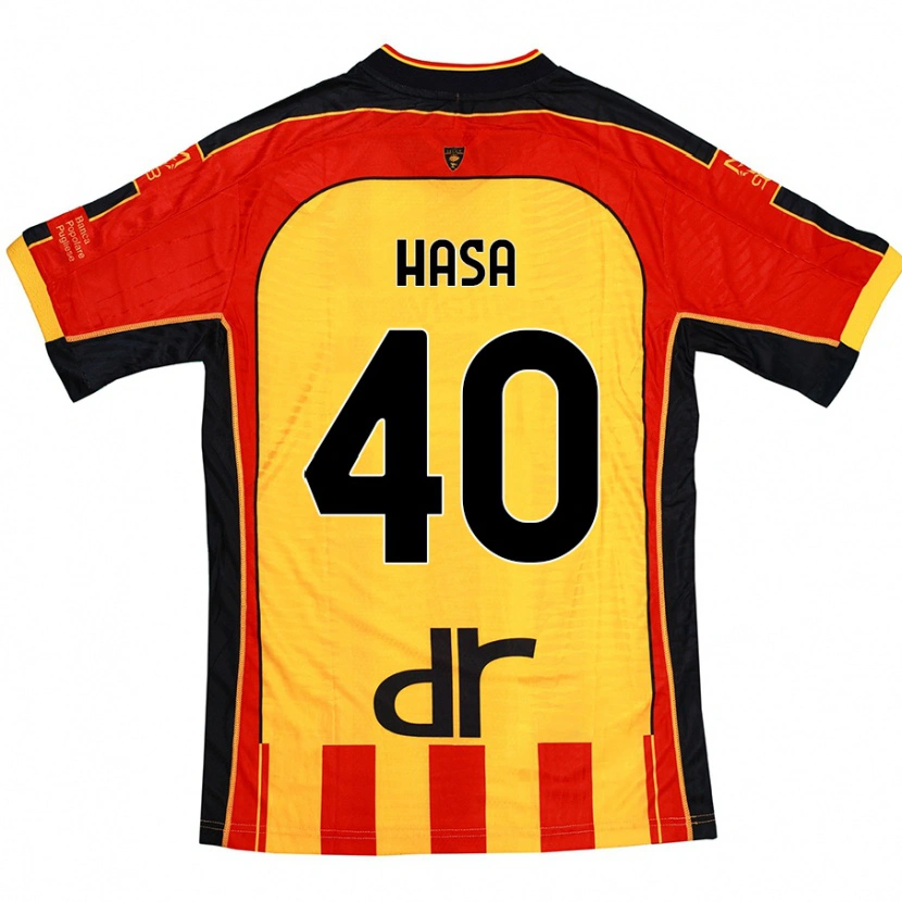 Danxen Børn Luis Hasa #40 Gul Rød Hjemmebane Spillertrøjer 2024/25 Trøje T-Shirt