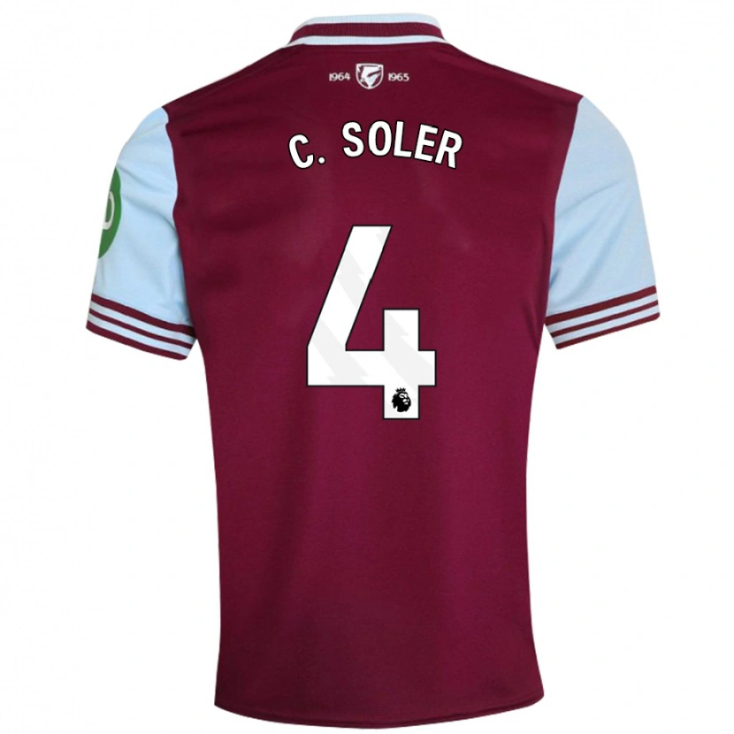 Danxen Børn Carlos Soler #4 Mørkerød Hjemmebane Spillertrøjer 2024/25 Trøje T-Shirt