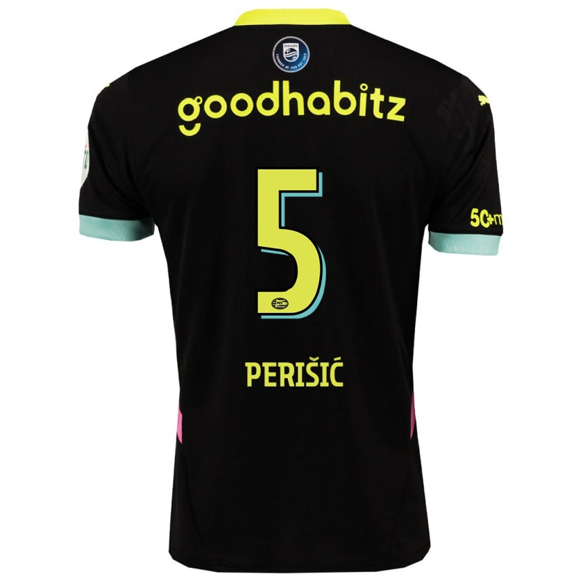 Danxen Børn Ivan Perisic #5 Sort Gul Udebane Spillertrøjer 2024/25 Trøje T-Shirt