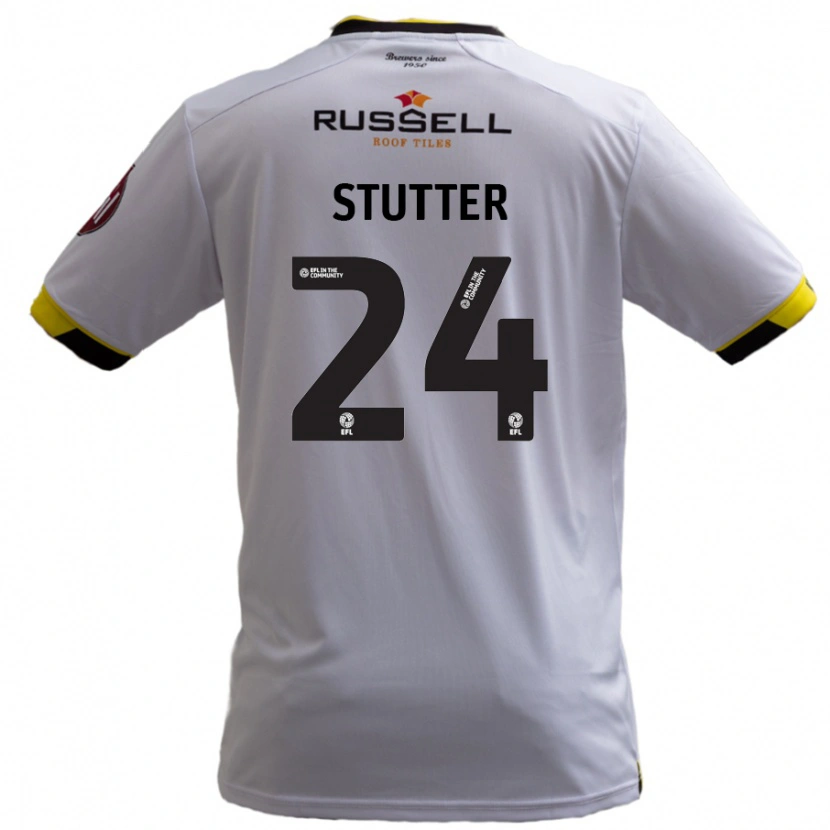 Danxen Børn Ronnie Stutter #24 Hvid Udebane Spillertrøjer 2024/25 Trøje T-Shirt