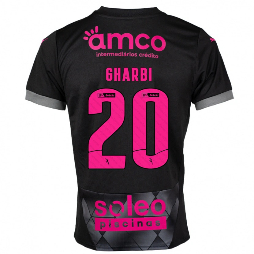 Danxen Børn Ismaël Gharbi #20 Sort Pink Udebane Spillertrøjer 2024/25 Trøje T-Shirt