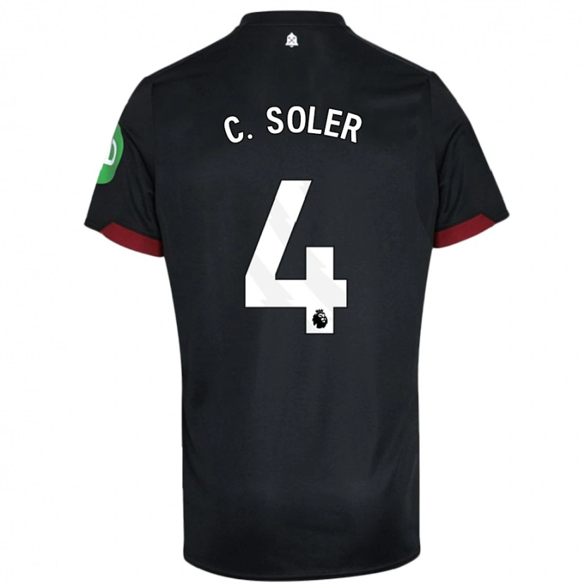 Danxen Børn Carlos Soler #4 Sort Hvid Udebane Spillertrøjer 2024/25 Trøje T-Shirt