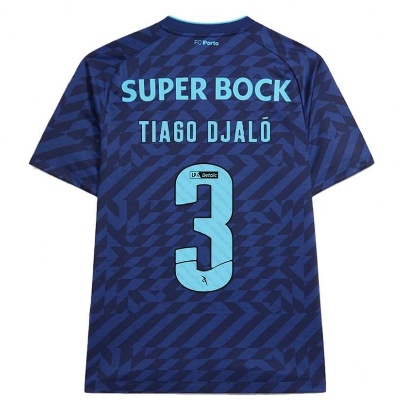 Danxen Børn Tiago Djaló #3 Marineblå Tredje Sæt Spillertrøjer 2024/25 Trøje T-Shirt