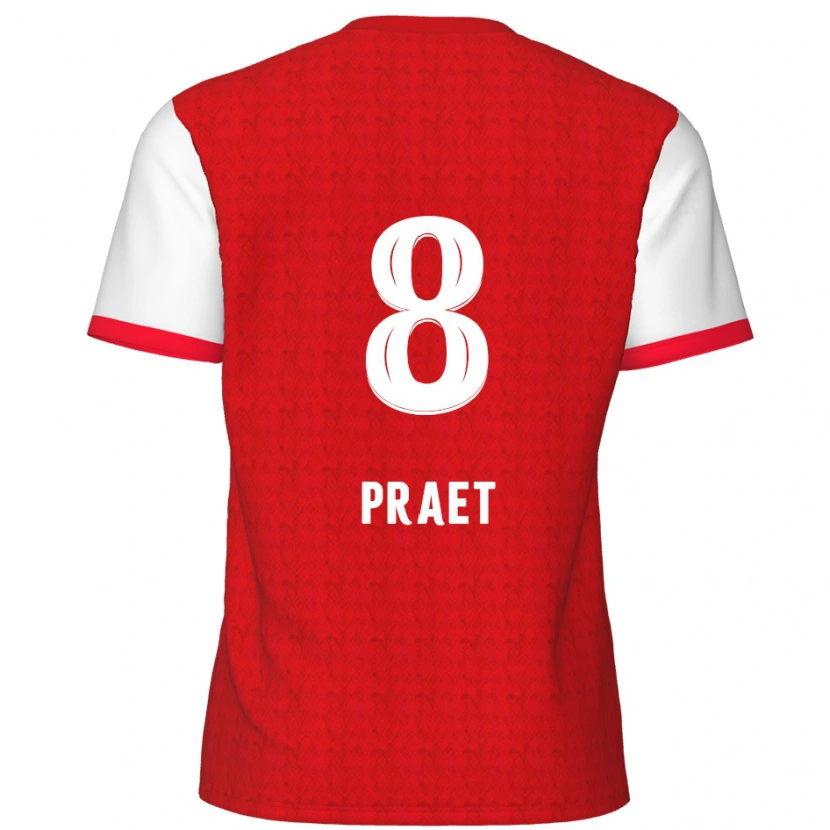 Danxen Børn Dennis Praet #8 Rød Hvid Hjemmebane Spillertrøjer 2024/25 Trøje T-Shirt