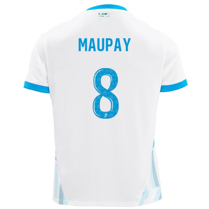 Danxen Børn Neal Maupay #8 Hvid Himmelblå Hjemmebane Spillertrøjer 2024/25 Trøje T-Shirt