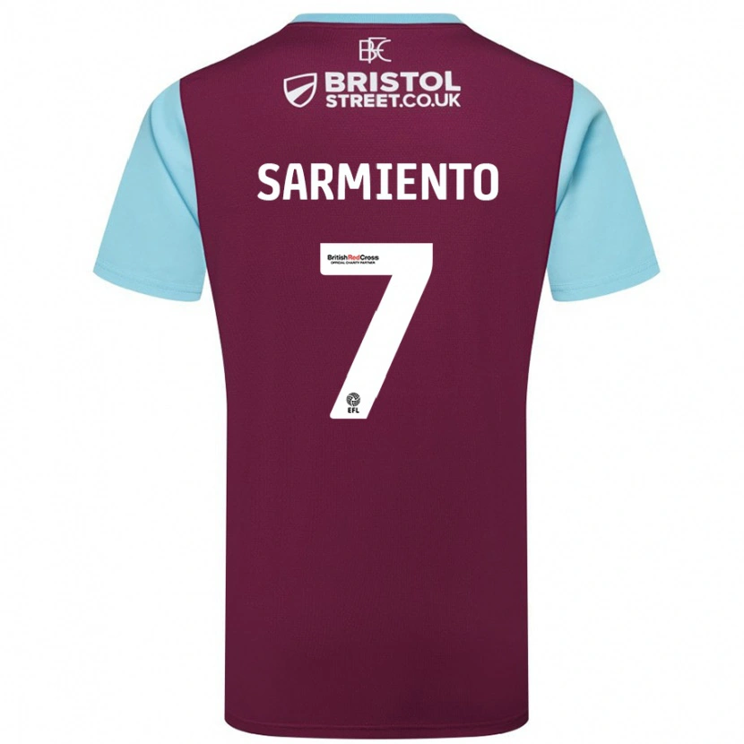 Danxen Børn Jeremy Sarmiento #7 Burgund Himmelblå Hjemmebane Spillertrøjer 2024/25 Trøje T-Shirt