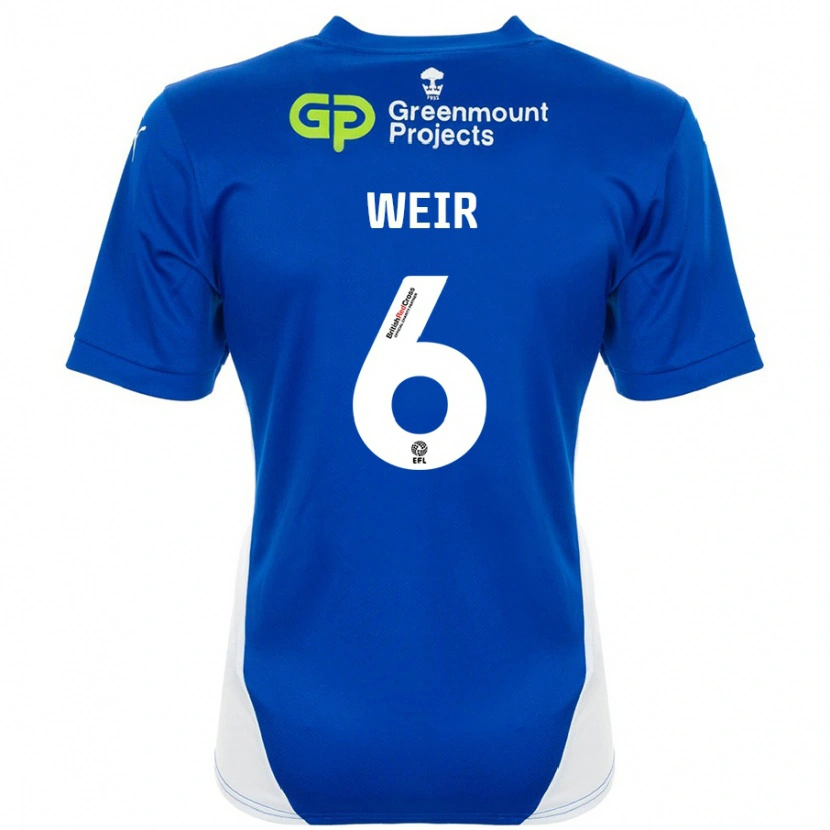 Danxen Børn Jensen Weir #6 Blå Hvid Hjemmebane Spillertrøjer 2024/25 Trøje T-Shirt
