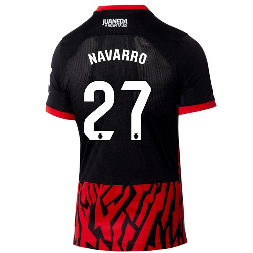 Danxen Børn Robert Navarro #27 Sort Rød Hjemmebane Spillertrøjer 2024/25 Trøje T-Shirt