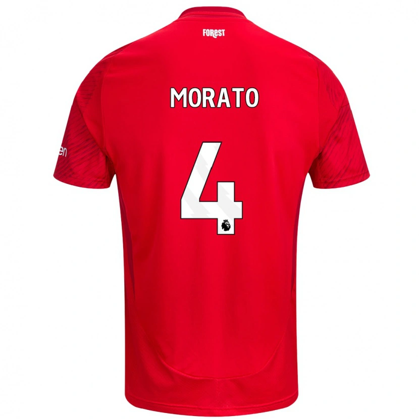 Danxen Børn Morato #4 Rød Hvid Hjemmebane Spillertrøjer 2024/25 Trøje T-Shirt
