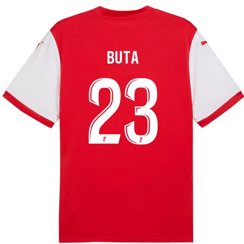 Danxen Børn Aurélio Buta #23 Rød Hvid Hjemmebane Spillertrøjer 2024/25 Trøje T-Shirt