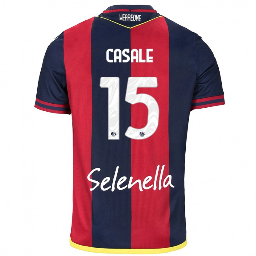 Danxen Børn Nicolò Casale #15 Rød Kongeblå Hjemmebane Spillertrøjer 2024/25 Trøje T-Shirt