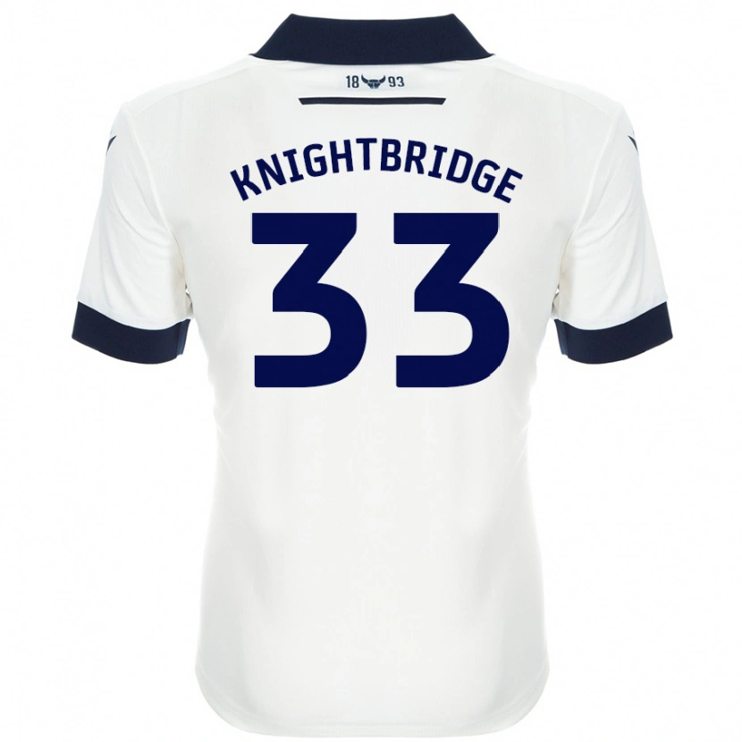 Danxen Børn Jacob Knightbridge #33 Hvid Marineblå Udebane Spillertrøjer 2024/25 Trøje T-Shirt