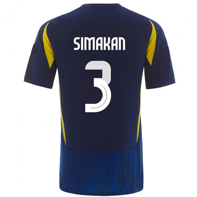 Danxen Børn Mohamed Simakan #3 Blå Gul Udebane Spillertrøjer 2024/25 Trøje T-Shirt
