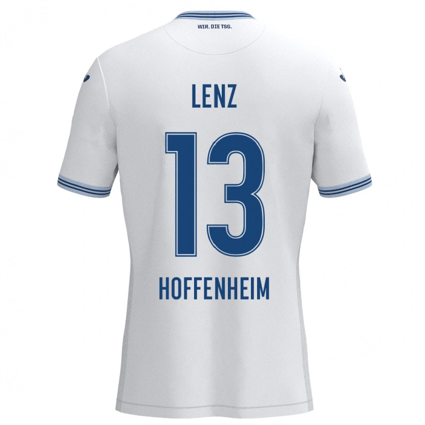 Danxen Børn Christopher Lenz #13 Hvid Blå Udebane Spillertrøjer 2024/25 Trøje T-Shirt