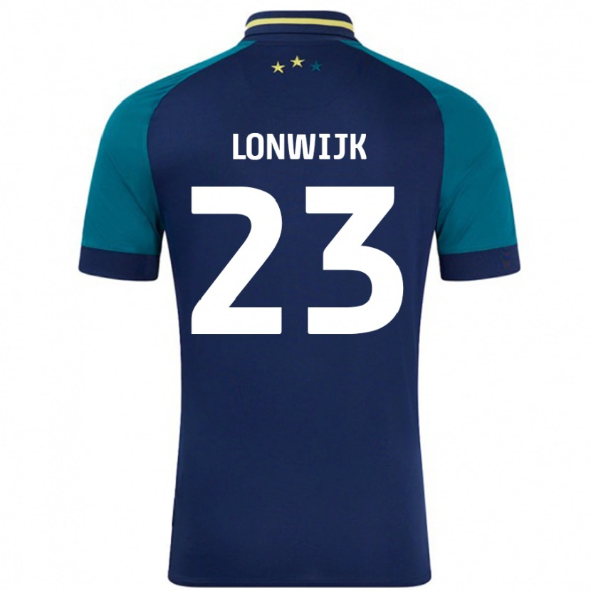 Danxen Børn Nigel Lonwijk #23 Marineblå Mørkegrøn Udebane Spillertrøjer 2024/25 Trøje T-Shirt