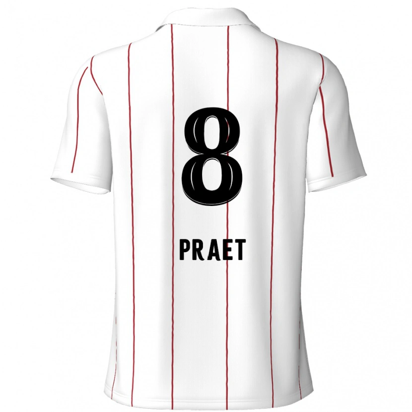Danxen Børn Dennis Praet #8 Hvid Sort Udebane Spillertrøjer 2024/25 Trøje T-Shirt