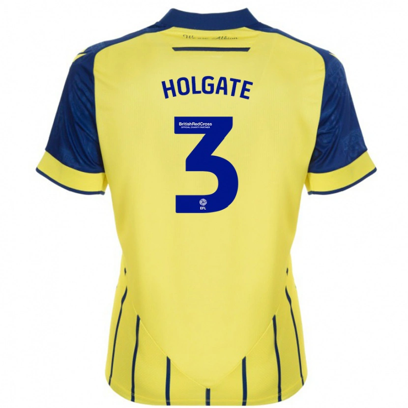 Danxen Børn Mason Holgate #3 Gul Blå Udebane Spillertrøjer 2024/25 Trøje T-Shirt