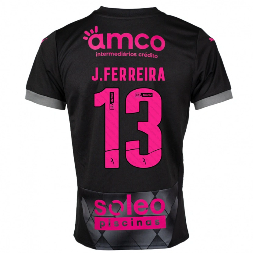 Danxen Børn João Ferreira #13 Sort Pink Udebane Spillertrøjer 2024/25 Trøje T-Shirt