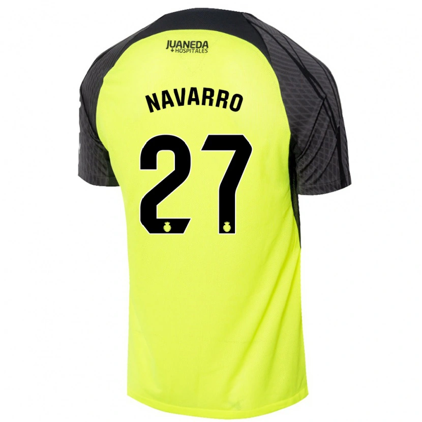 Danxen Børn Robert Navarro #27 Fluorescerende Grøn Sort Udebane Spillertrøjer 2024/25 Trøje T-Shirt