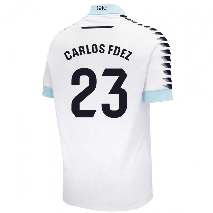 Danxen Børn Carlos Fernández #23 Hvid Blå Udebane Spillertrøjer 2024/25 Trøje T-Shirt