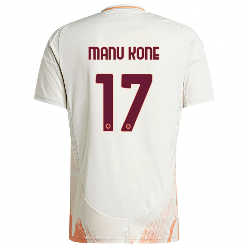 Danxen Børn Manu Koné #17 Creme Hvid Orange Udebane Spillertrøjer 2024/25 Trøje T-Shirt