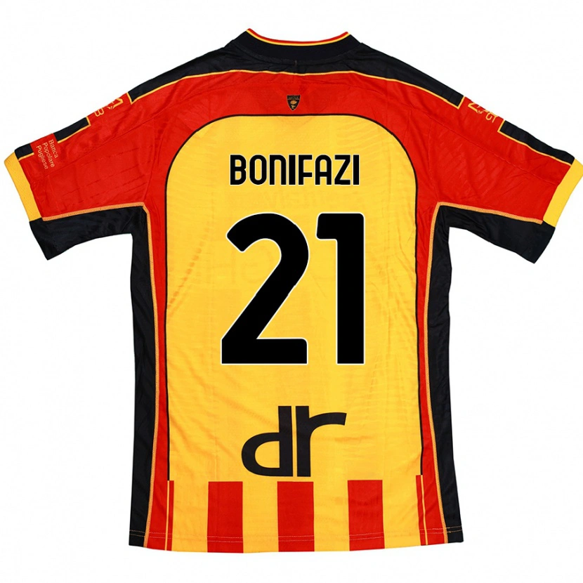 Danxen Børn Kevin Bonifazi #21 Gul Rød Hjemmebane Spillertrøjer 2024/25 Trøje T-Shirt