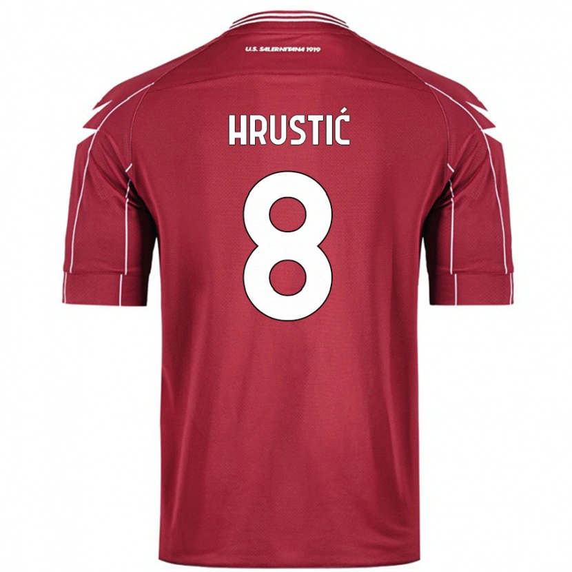 Danxen Børn Ajdin Hrustić #8 Bourgogne Hjemmebane Spillertrøjer 2024/25 Trøje T-Shirt