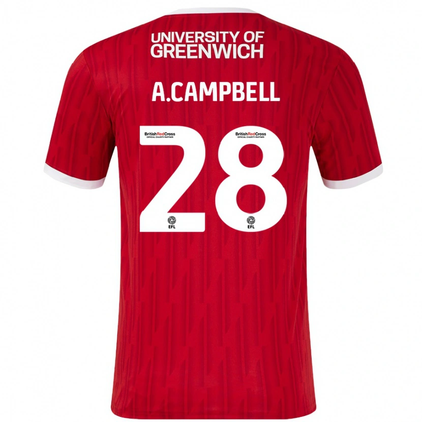 Danxen Børn Allan Campbell #28 Rød Hvid Hjemmebane Spillertrøjer 2024/25 Trøje T-Shirt