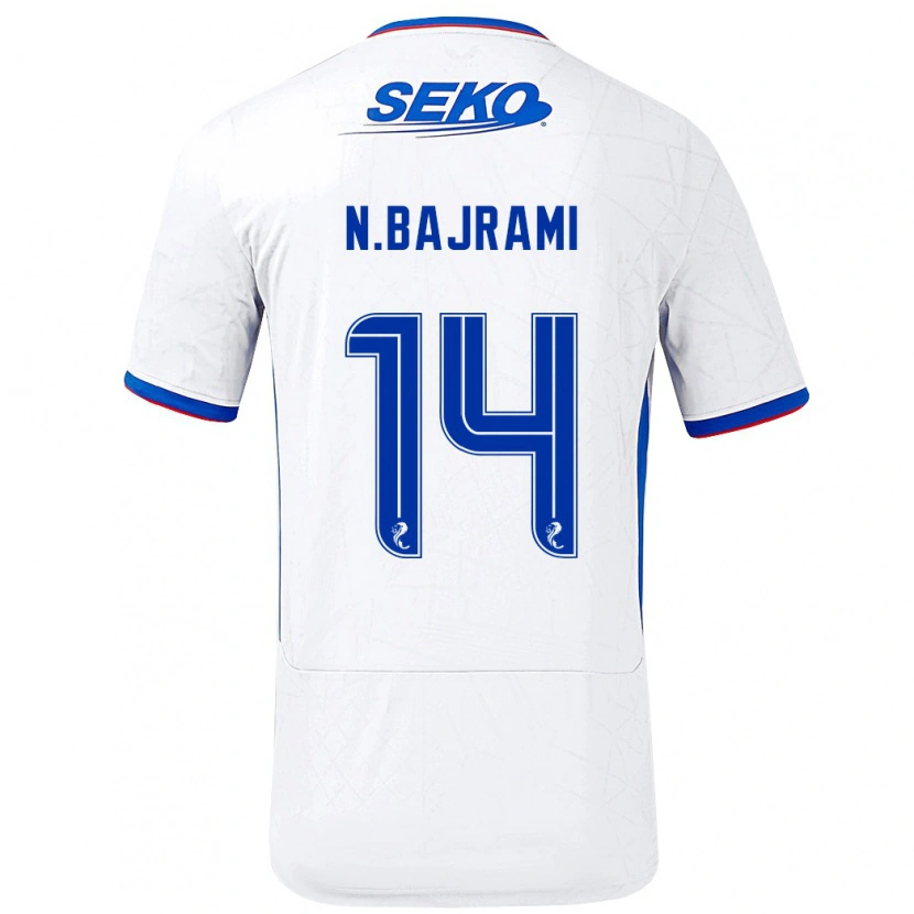 Danxen Børn Nedim Bajrami #14 Hvid Blå Udebane Spillertrøjer 2024/25 Trøje T-Shirt