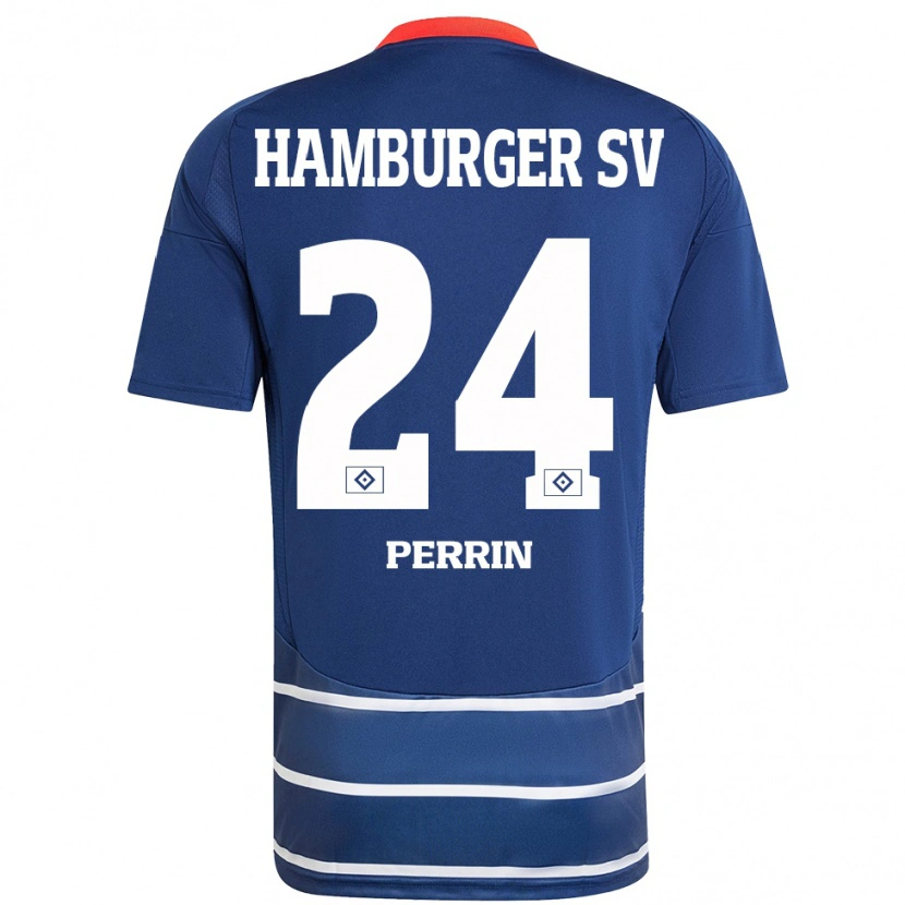Danxen Børn Lucas Perrin #24 Mørkeblå Udebane Spillertrøjer 2024/25 Trøje T-Shirt