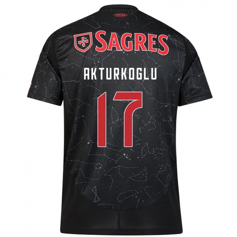 Danxen Børn Kerem Aktürkoğlu #17 Sort Rød Udebane Spillertrøjer 2024/25 Trøje T-Shirt