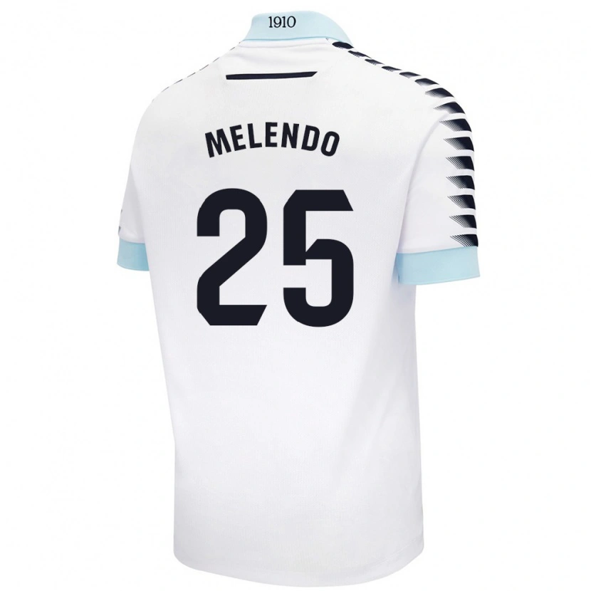 Danxen Børn Óscar Melendo #25 Hvid Blå Udebane Spillertrøjer 2024/25 Trøje T-Shirt