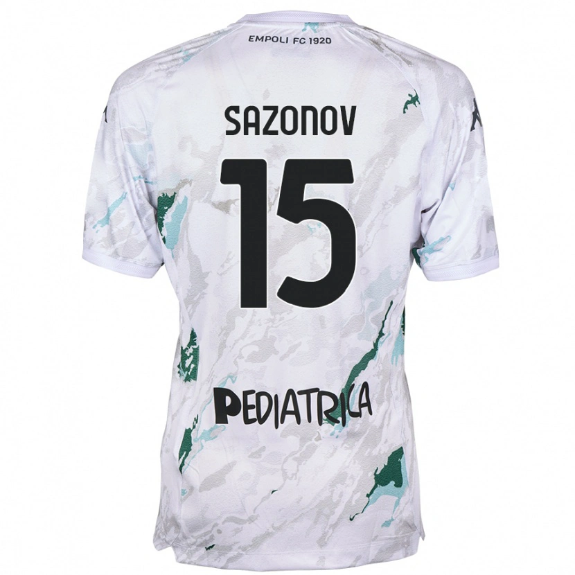 Danxen Børn Saba Sazonov #15 Grå Udebane Spillertrøjer 2024/25 Trøje T-Shirt