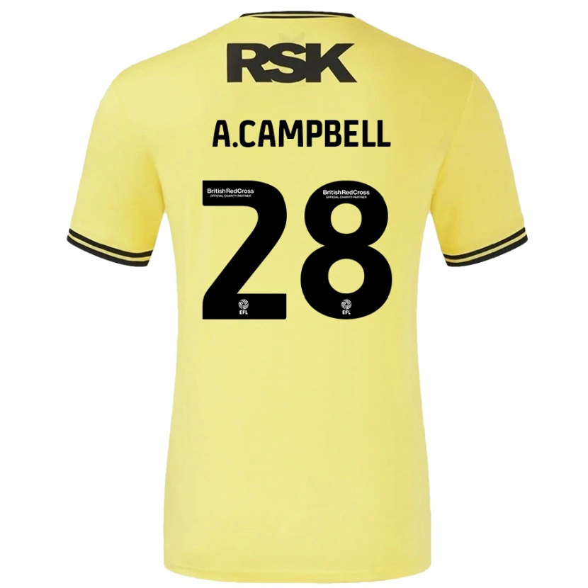 Danxen Børn Allan Campbell #28 Gul Sort Udebane Spillertrøjer 2024/25 Trøje T-Shirt