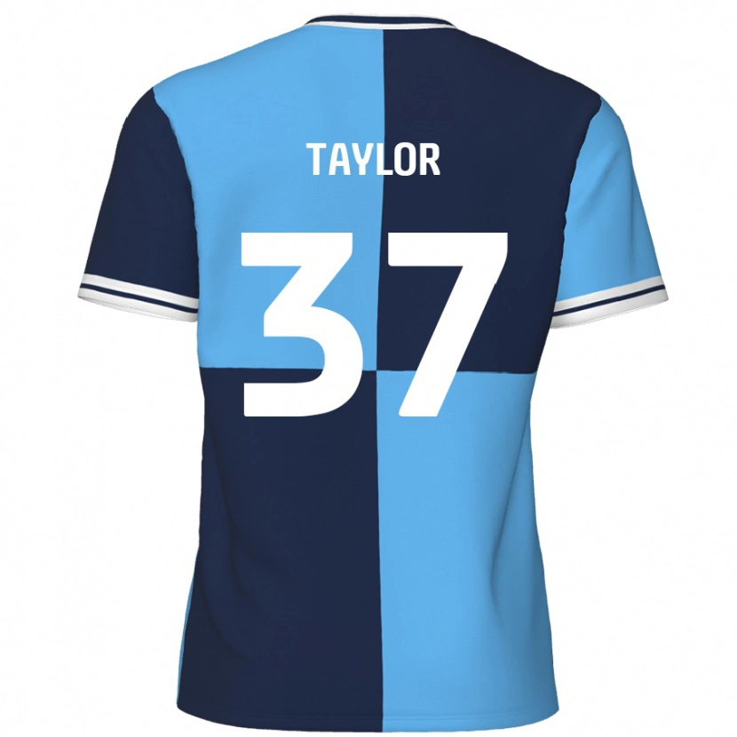 Danxen Børn Caleb Taylor #37 Himmelblå Mørkeblå Hjemmebane Spillertrøjer 2024/25 Trøje T-Shirt