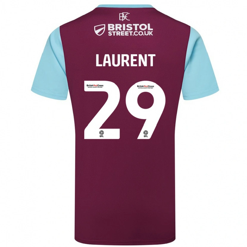Danxen Børn Josh Laurent #29 Burgund Himmelblå Hjemmebane Spillertrøjer 2024/25 Trøje T-Shirt