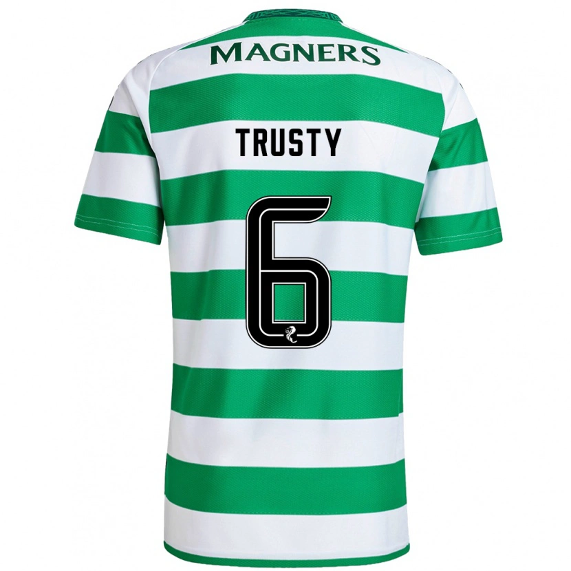 Danxen Børn Auston Trusty #6 Grøn Hvid Hjemmebane Spillertrøjer 2024/25 Trøje T-Shirt