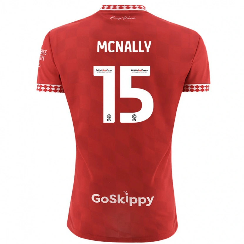 Danxen Børn Luke Mcnally #15 Rød Hjemmebane Spillertrøjer 2024/25 Trøje T-Shirt