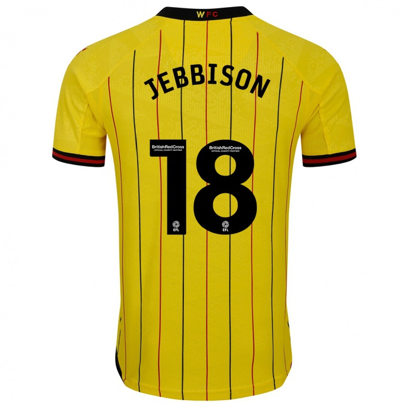 Danxen Børn Daniel Jebbison #18 Gul Sort Hjemmebane Spillertrøjer 2024/25 Trøje T-Shirt