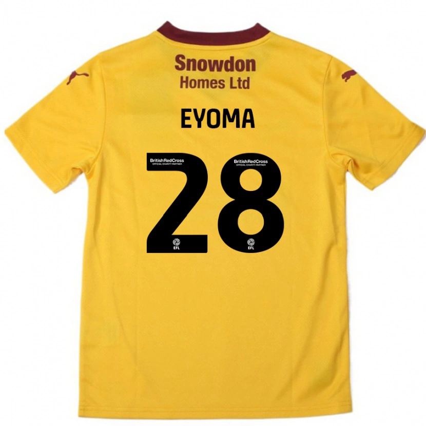 Danxen Børn Timothy Eyoma #28 Orange Bourgogne Udebane Spillertrøjer 2024/25 Trøje T-Shirt