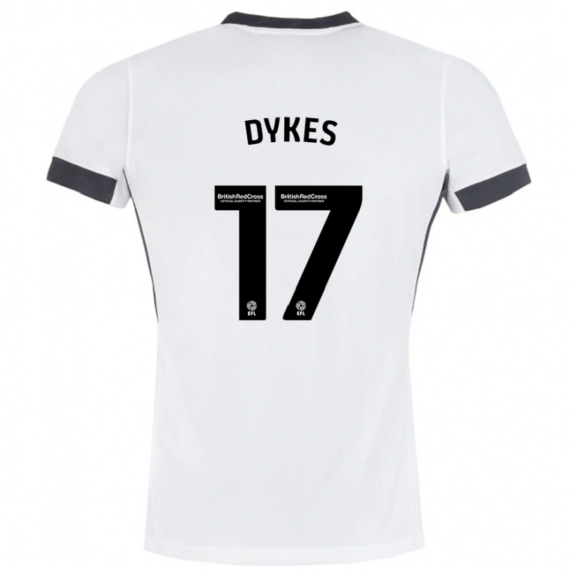 Danxen Børn Lyndon Dykes #17 Hvid Sort Udebane Spillertrøjer 2024/25 Trøje T-Shirt