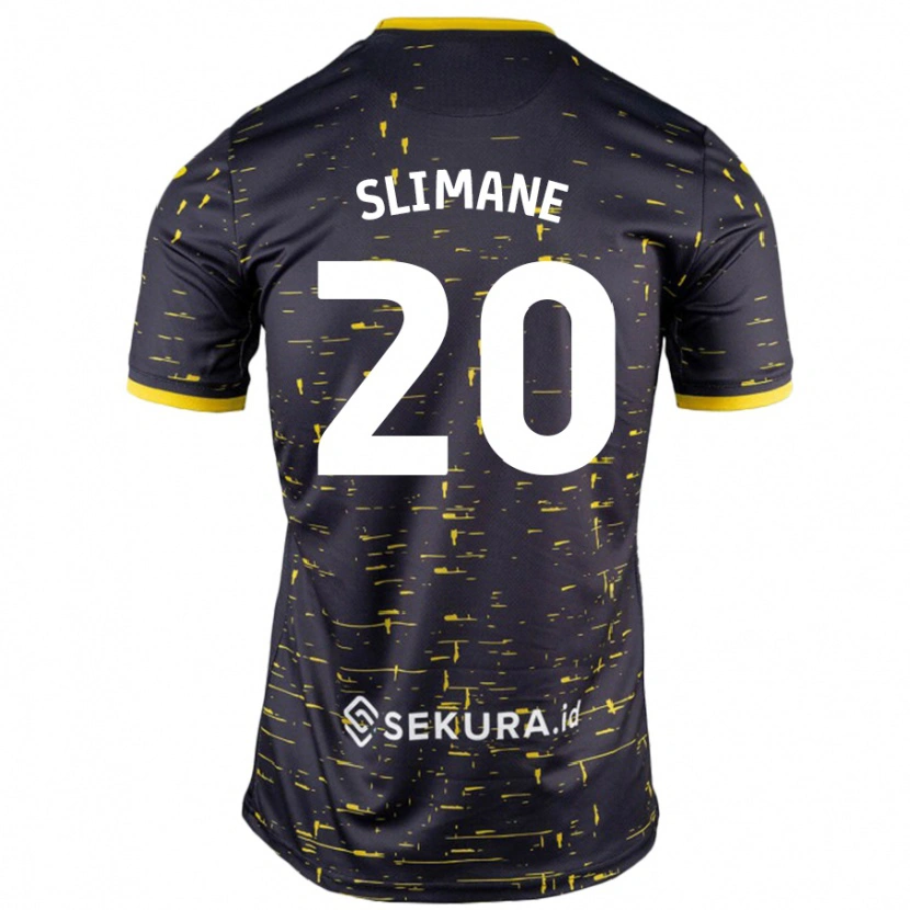 Danxen Børn Anis Slimane #20 Sort Gul Udebane Spillertrøjer 2024/25 Trøje T-Shirt